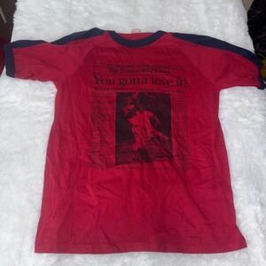 Vintage Kansas City Royals Newspaper Graphic T Shirt Baseball Red Blue